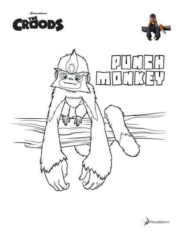 Print Punch Monkey kleurplaat